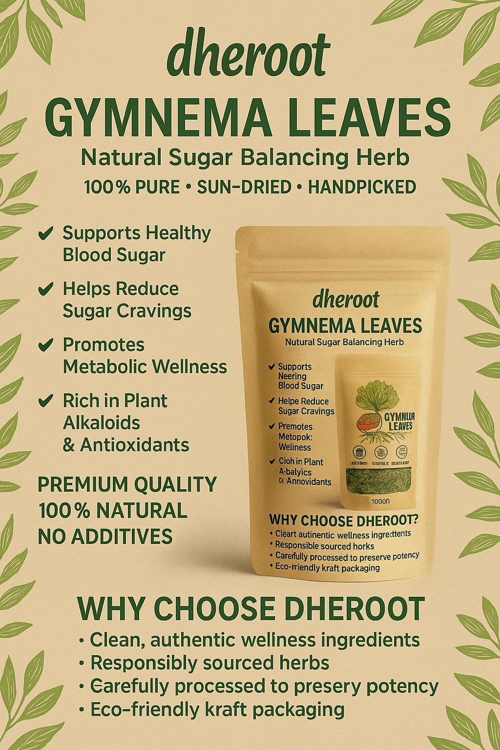 Dheroot Gymnema leaves benefits poster